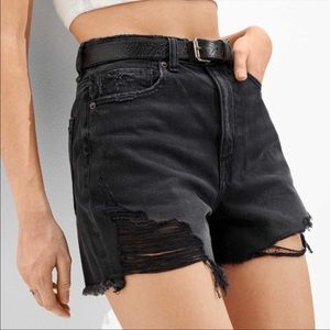 AE Black denim mom shorts